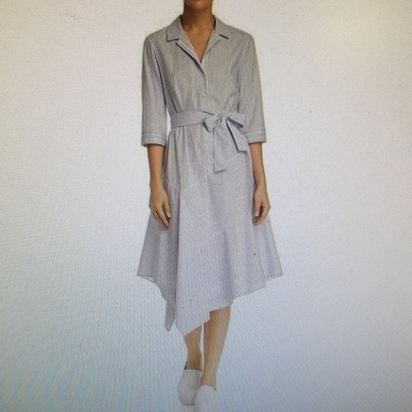 LAFAYETTE 148 HANDKERCHIEF HEM SHIRT DRESS SIZE M - Picture 4 of 8